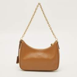 Pre Owned Prada Re-Edition 2005 Brown Saffiano Leather Shoulder Bag