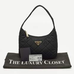 Pre Owned Prada Re-Nylon Black Quilted Nylon Tessuto Shoulder Bag
