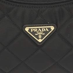 Pre Owned Prada Re-Nylon Black Quilted Nylon Tessuto Shoulder Bag