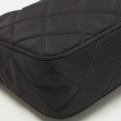 Pre Owned Prada Re-Nylon Black Quilted Nylon Tessuto Shoulder Bag