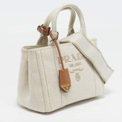 Pre Owned Prada Jardinière Small Beige/Natural Canvas Tote