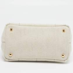 Pre Owned Prada Jardinière Small Beige/Natural Canvas Tote