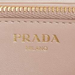 Pre Owned Prada Beige Vitello Move Leather Flap Continental Wallet