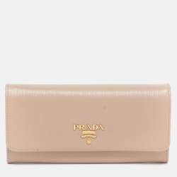 Pre Owned Prada Beige Vitello Move Leather Flap Continental Wallet