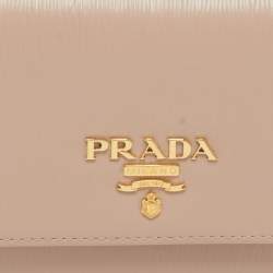 Pre Owned Prada Beige Vitello Move Leather Flap Continental Wallet