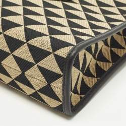 Pre Owned Prada Symbole Small Beige/Black Embroidered Canvas Tote