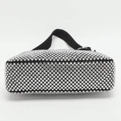 Pre Owned Prada Re-Edition 2000 Black Satin and Crystals Shoulder Bag