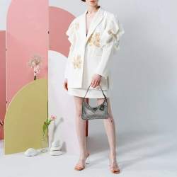 Pre Owned Prada Re-Edition 2000 Black Satin and Crystals Shoulder Bag