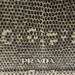 Pre Owned Prada Beige Lizard Continental Wallet