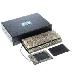 Pre Owned Prada Beige Lizard Continental Wallet