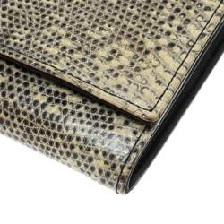 Pre Owned Prada Beige Lizard Continental Wallet