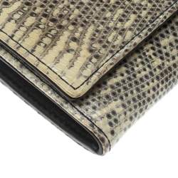 Pre Owned Prada Beige Lizard Continental Wallet