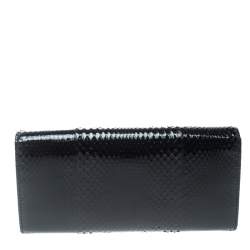 Pre Owned Prada Black Snakeskin Continental Wallet