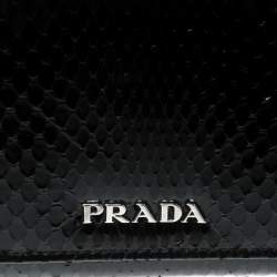 Pre Owned Prada Black Snakeskin Continental Wallet