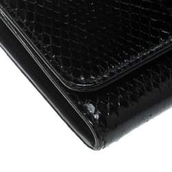 Pre Owned Prada Black Snakeskin Continental Wallet