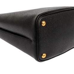Pre Owned Prada Black Saffiano Leather Medium Panier Top Handle Bag