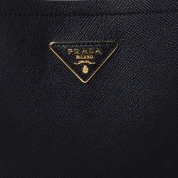 Pre Owned Prada Black Saffiano Leather Medium Panier Top Handle Bag