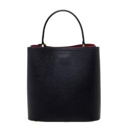 Pre Owned Prada Black Saffiano Leather Medium Panier Top Handle Bag