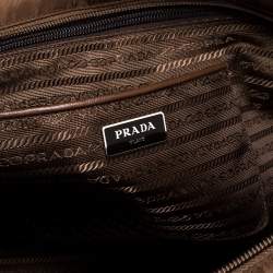 Pre Owned Prada Brown Tessuto Nylon Front Pocket Shopper Tote