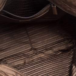 Pre Owned Prada Brown Tessuto Nylon Front Pocket Shopper Tote