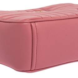 Pre Owned Prada Pink Diagramme Leather Camera Crossbody Bag