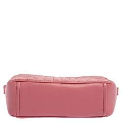 Pre Owned Prada Pink Diagramme Leather Camera Crossbody Bag