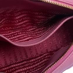 Pre Owned Prada Pink Diagramme Leather Camera Crossbody Bag