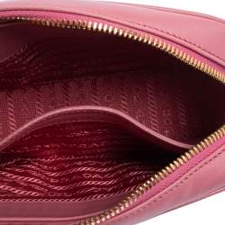 Pre Owned Prada Pink Diagramme Leather Camera Crossbody Bag