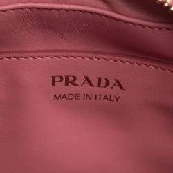 Pre Owned Prada Pink Diagramme Leather Camera Crossbody Bag