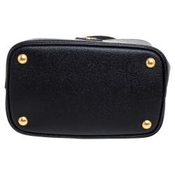 Pre Owned Prada Black Leather Medium Panier Top Handle Bag