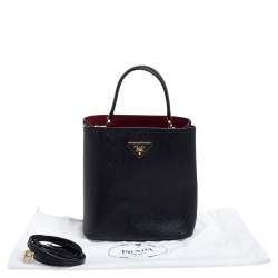 Pre Owned Prada Black Leather Medium Panier Top Handle Bag
