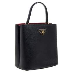 Pre Owned Prada Black Leather Medium Panier Top Handle Bag