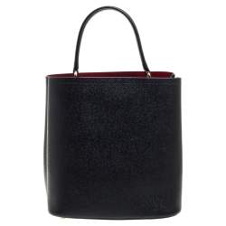 Pre Owned Prada Black Leather Medium Panier Top Handle Bag