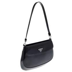 Pre Owned Prada Black Leather Cleo Shoulder Bag