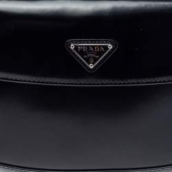 Pre Owned Prada Black Leather Cleo Shoulder Bag