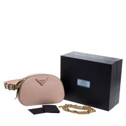 Pre Owned Prada Old Rose Saffiano Lux Leather Odette Belt Bag