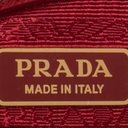 Pre Owned Prada Red Saffiano Lux Leather Micro Galleria Tote