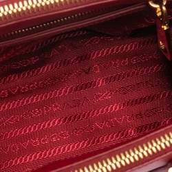 Pre Owned Prada Red Saffiano Lux Leather Micro Galleria Tote