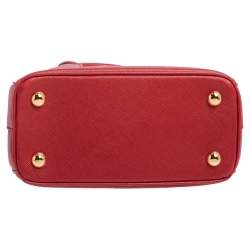Pre Owned Prada Red Saffiano Lux Leather Micro Galleria Tote