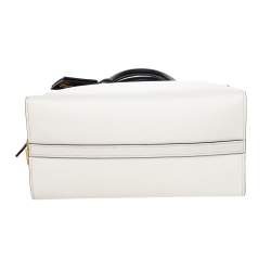 Pre Owned Prada White/Black Saffiano Lux And City Leather Medium Esplanade Satchel