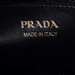 Pre Owned Prada White/Black Saffiano Lux And City Leather Medium Esplanade Satchel