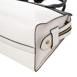 Pre Owned Prada White/Black Saffiano Lux And City Leather Medium Esplanade Satchel