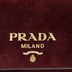 Pre Owned Prada Burgundy Velvet And Leather Flap Chain Wallet