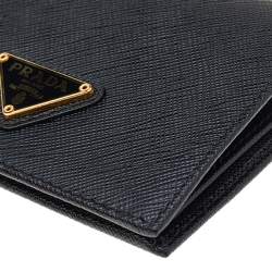 Pre Owned Prada Black Saffiano Leather Bifold Wallet