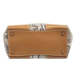 Pre Owned Prada Beige Python And Leather Double Zip Tote