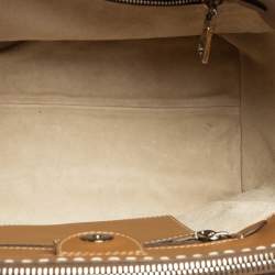 Pre Owned Prada Beige Python And Leather Double Zip Tote