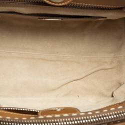 Pre Owned Prada Beige Python And Leather Double Zip Tote