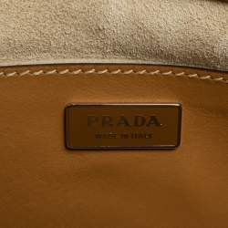 Pre Owned Prada Beige Python And Leather Double Zip Tote