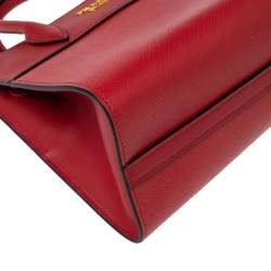 Pre Owned Prada Red Saffiano And City Leather Paradigme Tote