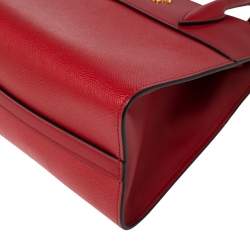 Pre Owned Prada Red Saffiano And City Leather Paradigme Tote
